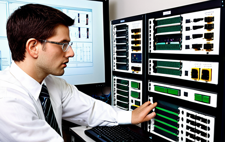 A highly organized IT professional in a clean, modern network lab environment. The scene showcases neatly arranged network cables, a rack of advanced routers and switches, and a clear, detailed network diagram visible on a desk or whiteboard. The person is focused, exuding a sense of calm and meticulous preparedness for a practical exam. Bright, professional lighting illuminates the workspace, emphasizing order and control. Photorealistic, high detail, studio quality.