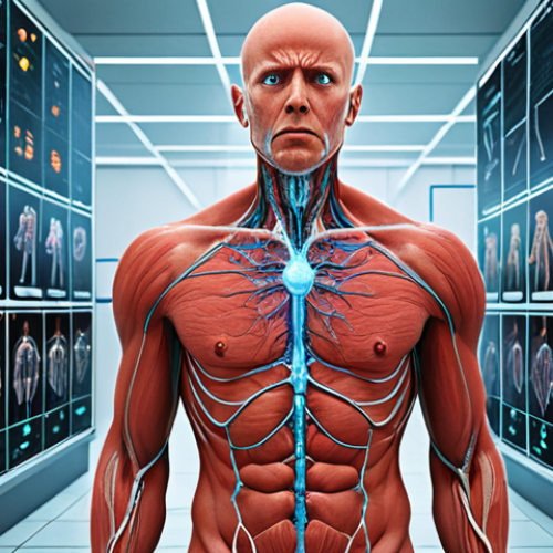 **

A digital network visualized as nerves in a giant body, highlighting system monitoring tools as watchful eyes, detecting anomalies and predicting potential failures to maintain the health and stability of the network. Focus on elements like data streams, server icons, and alert symbols.

**