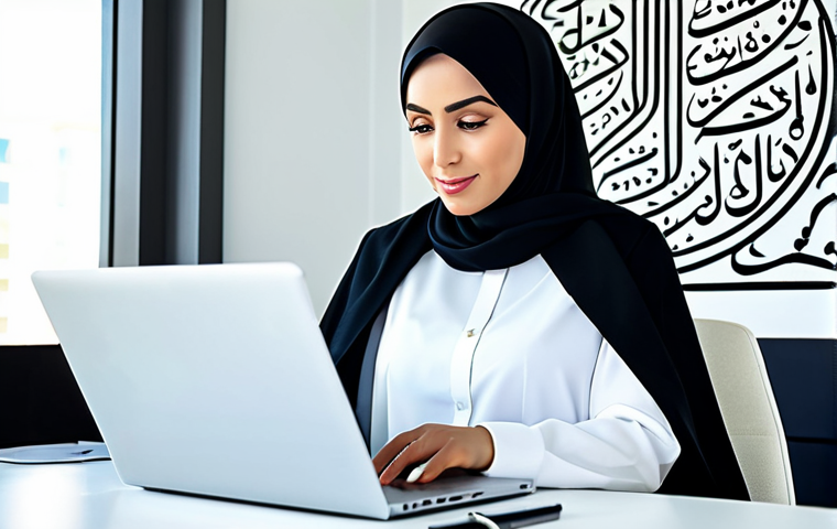 정보기기운용 실기 시험에서 실수하지 않는 비결 - Modern Professional**
"A confident businesswoman, fully clothed in a stylish yet modest abaya and h...