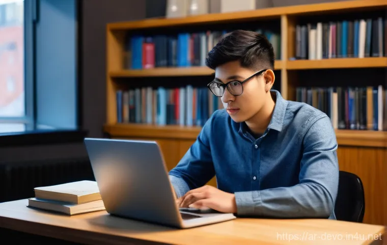 정보기기운용 실기 시험에서 실수를 줄이는 꿀팁 - **Prompt 1: Focused Technical Study Session**
"A young adult, appearing confident and determined...