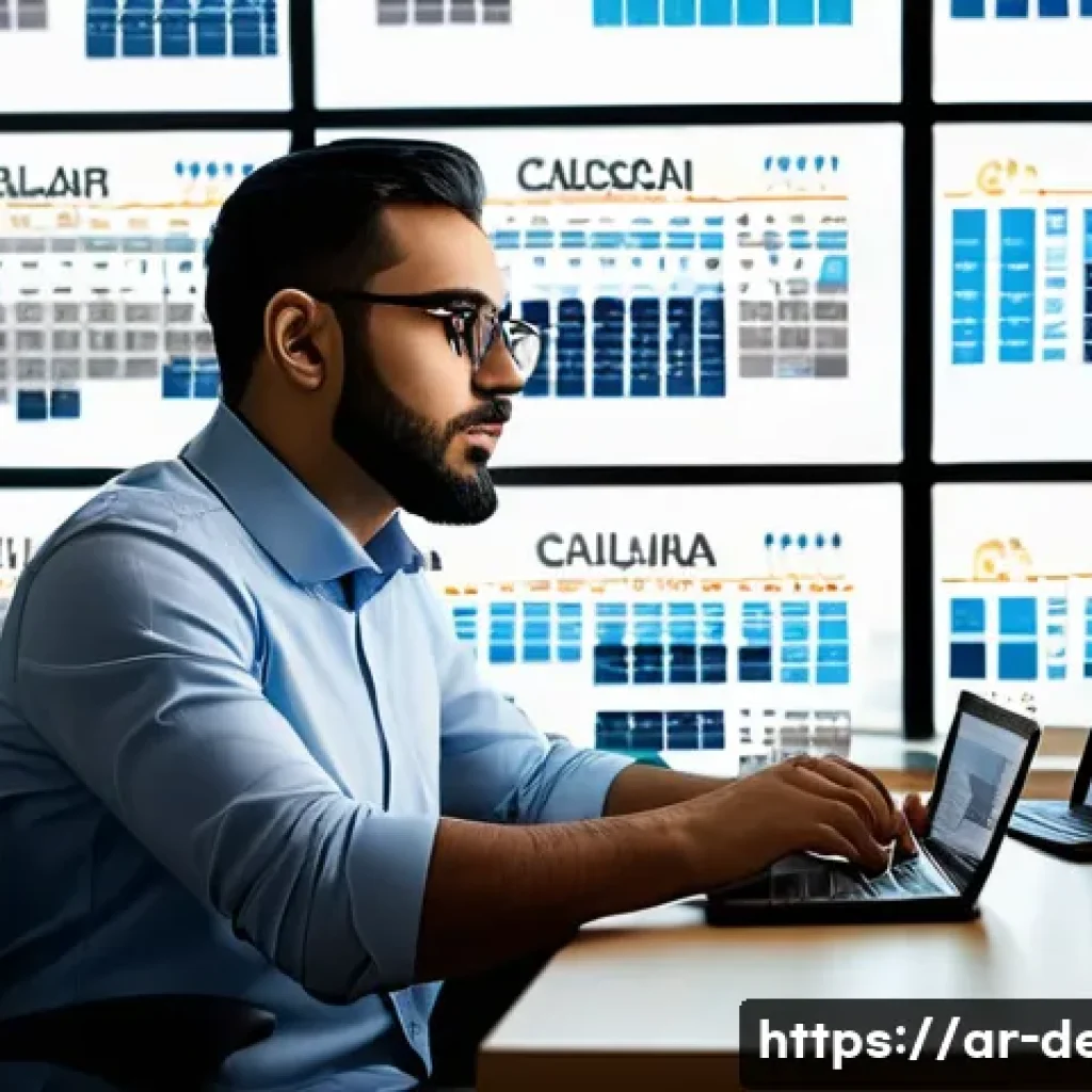 정보기기운용 자격증과 클라우드 시스템 관리의 연계성 - A modern IT professional of Middle Eastern descent, wearing smart casual attire and glasses, working...