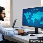 정보기기운용기능사 실기 시험 대비 네트워크 구성 학습법 - A detailed, realistic office network setup scene showing various network devices including routers, ...