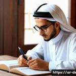 정보기기운용 실기 시험 대비 단기 학습법 - A focused young Arab student studying at a traditional wooden desk in a bright, cozy room decorated ...