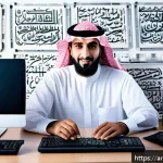 정보기기운용 자격증으로 가능했던 직무 전환 경험담 - A professional Middle Eastern man in modern office attire, confidently troubleshooting computer hard...