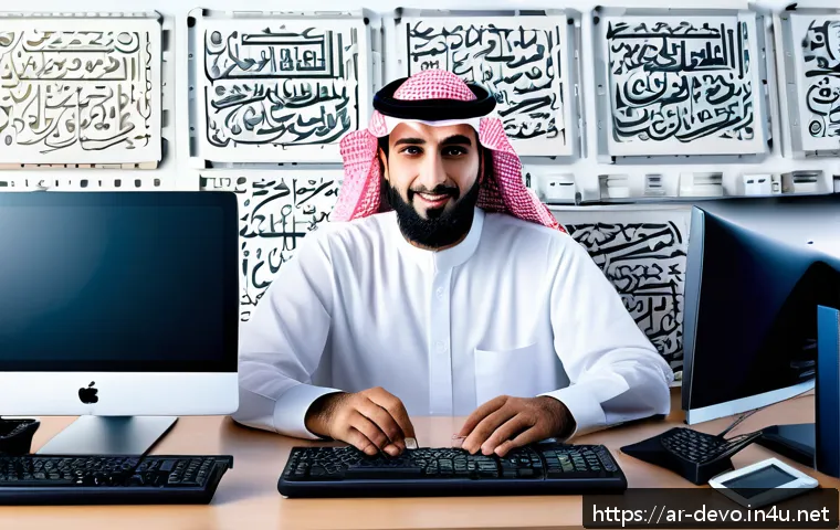 정보기기운용 자격증으로 가능했던 직무 전환 경험담 - A professional Middle Eastern man in modern office attire, confidently troubleshooting computer hard...